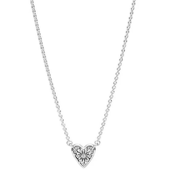 🤍✨Retired PANDORA S 925 ALE Sterling Silver CZ Heart of Winter Pendant Necklace - Picture 2 of 10